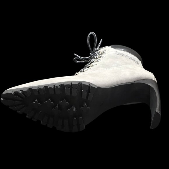 Darker Wavs ✦ Grey Suede Heeled Lace-Up Boots ✦ Charcoal Accents 4" Heel 8 NWT - Picture 9 of 16